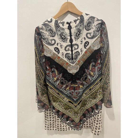 Alice + Olivia Zia Caftan Mini Dress in Multi Size Small Chevron Size SP - Picture 7 of 7